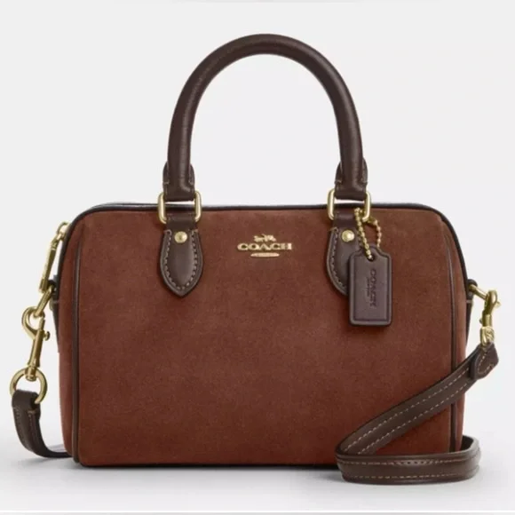 New Coach Mini Rowan Crossbody Bag CCF29, suede/Im/Vintage Brown - Picture 10 of 13